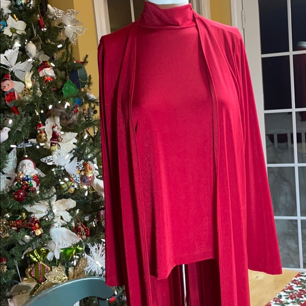 Long fluid cardigan with sleeveless shell - Picture 4 of 5